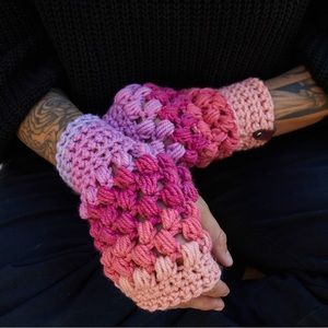 Pink Cinnamon Swirl Handmade Crochet Hand Warmers